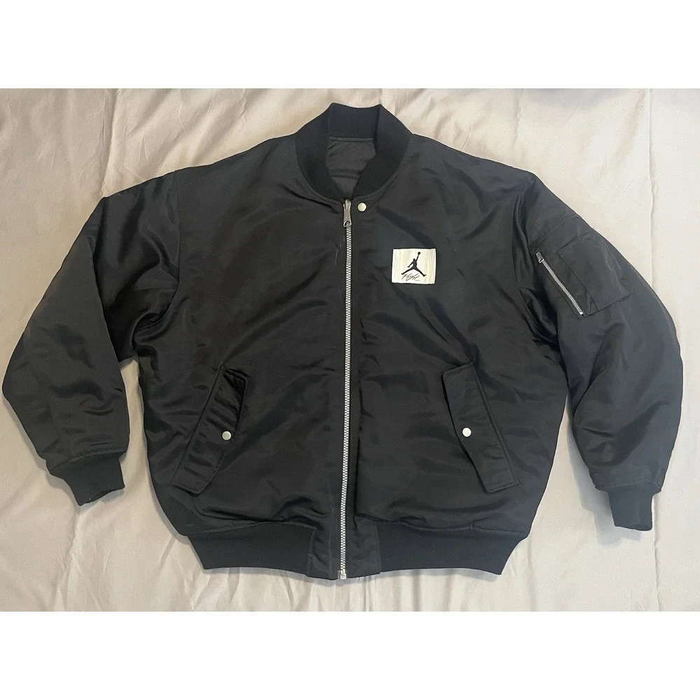 Air Jordan Reversible Varsity Jacket Black Coat Puffy 2XL DQ7344-010 - Picture 3 of 16